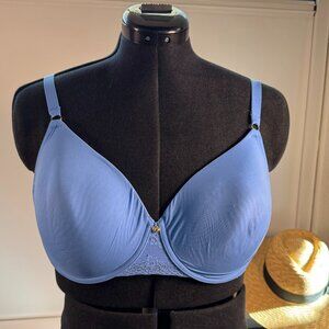 Natori 38DD Blue Lace Bra Underwire, Soft Fabric, Supportive, Adjustable Straps